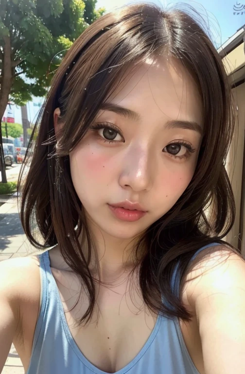 ((Best Quality)), ((masutepiece)), (Detailed), Perfect face、a 18 year old girl、Beautiful、Beautiful exposed nipples、Cute、Plump lips、Natural Color Lip、girl pouting、Duck mouth、