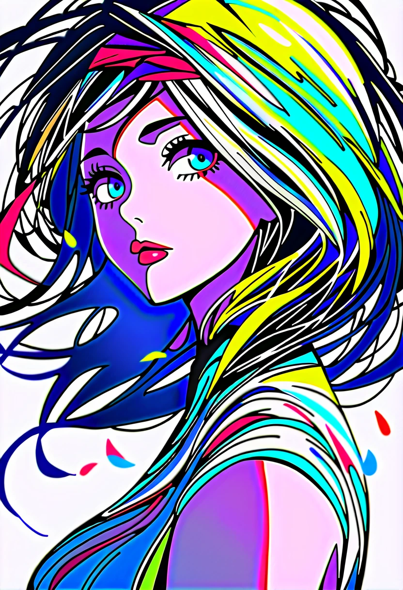  the detailed face of a woman and her beauty  ,   perfectly detailed face  ,   particles of water floating everywhere in bright colors