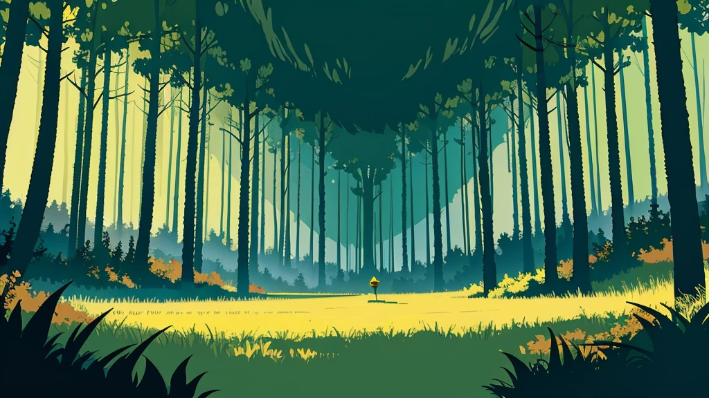 inside forest clearing in the pokemon world, vector art 