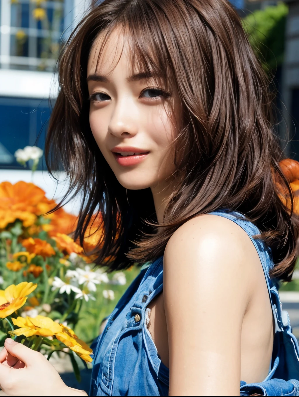 Best Quality 、masterpiece、( photorealistic:1.4)、 one girl playing pranks、Smiling Eyes、(Urzan-6500-V1.1:1.0)、Brownish、 Brown Eyes 、2、Beautiful woman、、Autumn Clothes、 drop down、Yui Aragaki、Yui Aragaki,
