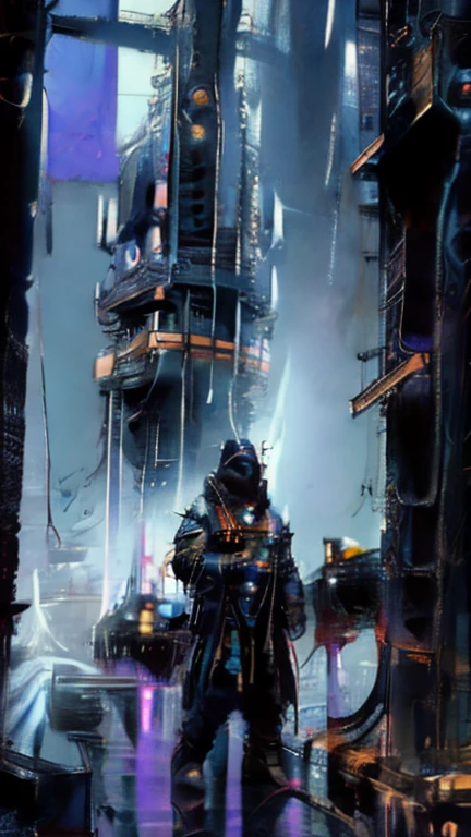 demon hunter, equipped with two pistols, with a large hat that partially covers his face, a masculine and battle-hardened man, wearing a long black trench coat, symbols of protection all over his body, purple glasses, pendants on his neck, rosary religious, ruthless and professional, work boots and an old watch in a pocket, in the background a city with a bell tower where the bells ring, dark atmosphere, 3d illustration, high quality, realistic and highly detailed, a masterpiece,Physically based representation，sosteniendo el arma con ambas manos，apuntar a ti