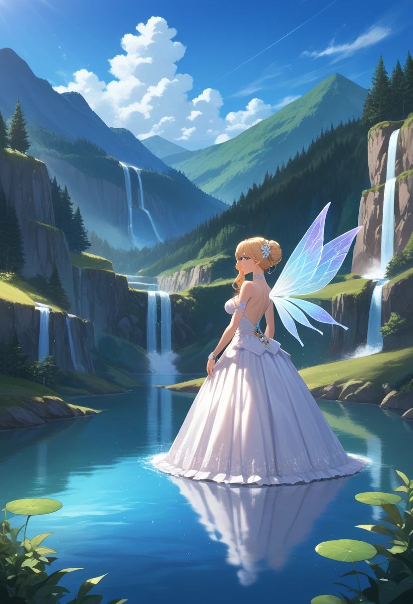 (very beautiful elaborate watercolors),beautiful nature,beautiful lake\((very elaborate and beautiful galaxy reflected:1.4)\),waterfalls,fantasy,some fairies,beautiful sky,.score_9, score_8_up, score_7_up, score_6_up, score_5_up, score_4_up, source_anime,source_furry,rating_safe,rating_questionable,masterpiece, best quality, perfect anatomy , very aesthetic , absurdres,