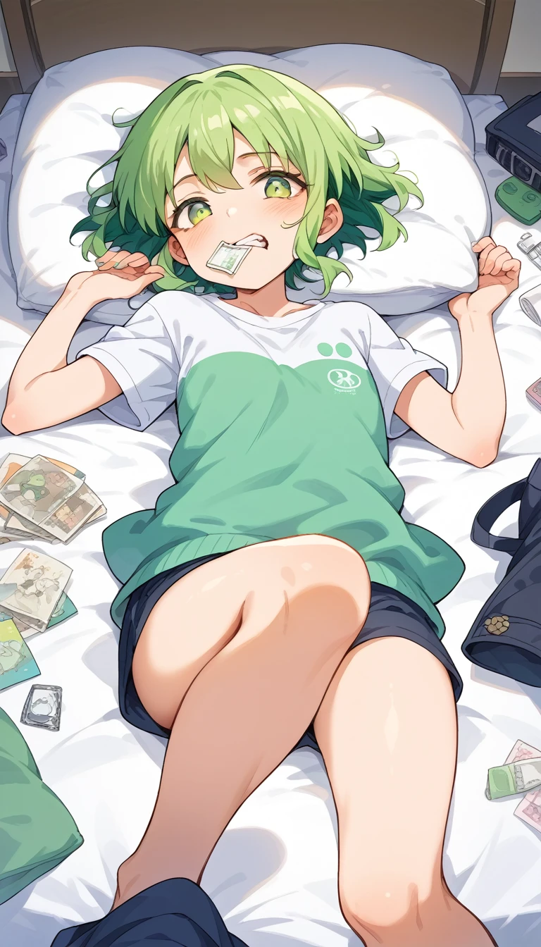 Green-haired anime girl is lying in bed and getting banged,  top rated on pixiv, Rule 34 , Rock anime girl, Fubuki, Full of , 2b ..., 2b, change,  don't mess around ,  mouth