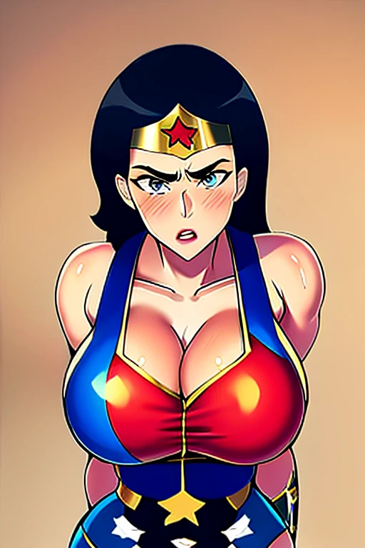 ( Best Quality ), ( Wonder Woman), (Overall view)     beautiful and sexy young woman , 18 years old,      toned and muscular    ,  With a cool and handsome face    , SharpEye, Big Breasts, Kamen Rider costume