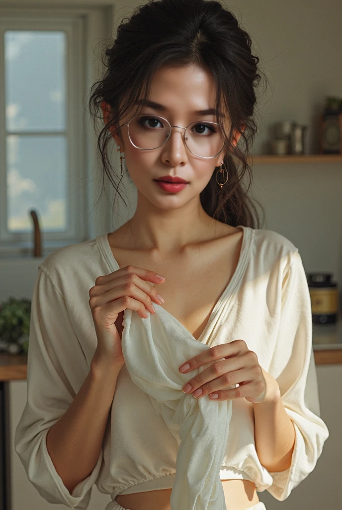 ((Best Quality)), ((傑Best Quality、masterpiece、High sensitivity、 high definition、 Detailed Description 、 Delicate Face Description)), Bewitching Woman、Married Woman、Housework Cleaning 、