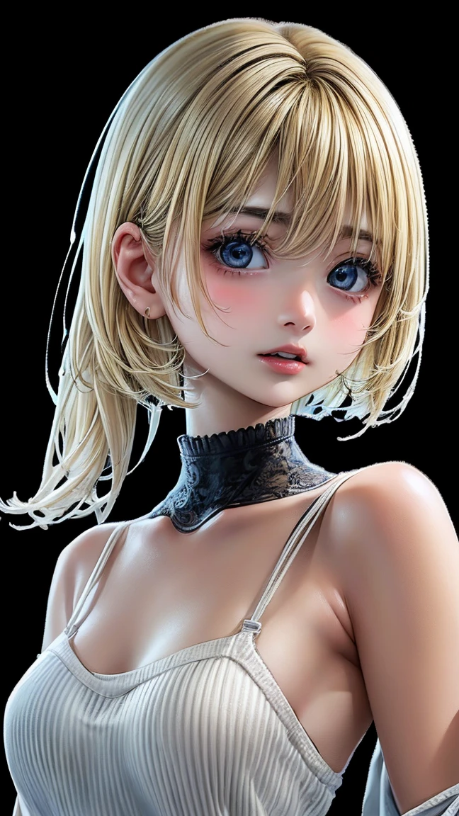 hyperrealistic 14 year old american teen, blonde, little, perfect tiny body, sexy, dark makeup, small choker, perfect slim face, big red lips, very cute face, tiny body, big eyes, young looking, childish looking, standing sex