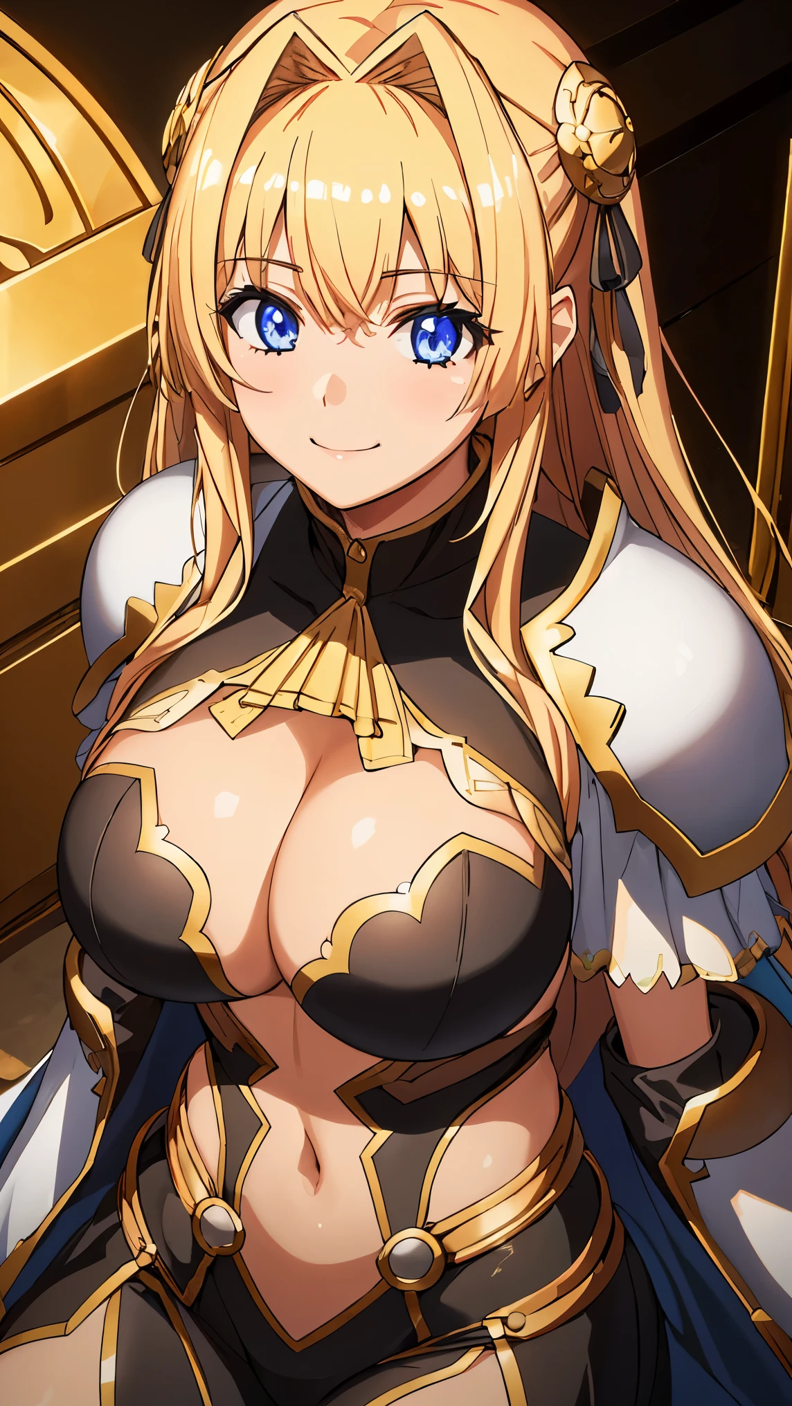 1girl,8 heads,Big Breasts,
BREAK ((Black suit,Black and Gold jacket,Black and Gold outfit,gloves,Black and Gold bodysuit, cleavage cutout:1.2)),
BREAK Perfect symmetrical body, on the sofa , cute, glow effect, finely eye, wide smile, detailed face, looking at viewer, smilling at viewer, saloon, angled view,
BREAK (masterpiece:1.2), best quality, high resolution, unity 8k wallpaper, (illustration:0.8), (beautiful detailed eyes:1.6), extremely detailed face, perfect lighting, extremely detailed CG, (perfect hands, perfect anatomy),