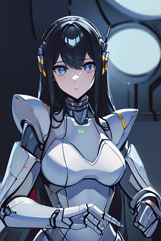 (masterpiece),(Highest quality),(Super detailed),(Best illustrations),(Best Shadow),(Absurd),(Detailed Background),(so beautiful), 16K, 8K, 4K,(Best Shadow),robotization,woman ,big bust,Robot Joint ,Metal skin,Black robot Suit,long hair,a black robot suit that covers the whole body,robot hand,cyber bodysuit,mecha head,(Detailed hands and fingers:1.2),Ball joint robot body,doll joint,beautiful face,beautiful robot girl,robotic eye,robotic hands,(no more human skin),android girl,cyborg girl,F cup, sexy body,(machine made joints:1.2),(machanical limbs:1.1),(blood vessels connected to tubes),(mechanical vertebra attaching to back),(mechanical cervial attaching to neck),no messy picture style,no emotion,tech control,makise kurisu