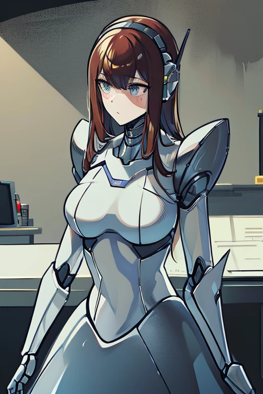 (masterpiece),(Highest quality),(Super detailed),(Best illustrations),(Best Shadow),(Absurd),(Detailed Background),(so beautiful), 16K, 8K, 4K,(Best Shadow),robotization,woman ,big bust,Robot Joint ,Metal skin,Black robot Suit,long hair,a black robot suit that covers the whole body,robot hand,cyber bodysuit,mecha head,(Detailed hands and fingers:1.2),Ball joint robot body,doll joint,beautiful face,beautiful robot girl,robotic eye,robotic hands,(no more human skin),android girl,cyborg girl,F cup, sexy body,(machine made joints:1.2),(machanical limbs:1.1),(blood vessels connected to tubes),(mechanical vertebra attaching to back),(mechanical cervial attaching to neck),no messy picture style,no emotion,tech control,makise kurisu