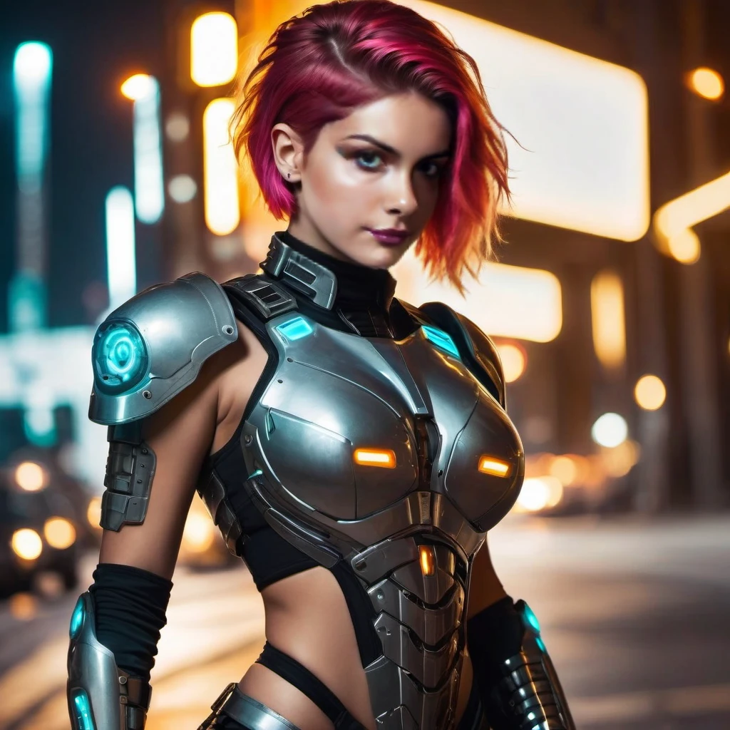 masterpiece,High definition photos,8k,dynamic,Detailed skin,Detailed eyes,military,cyber punk,Muscle girl,Upper Body,front