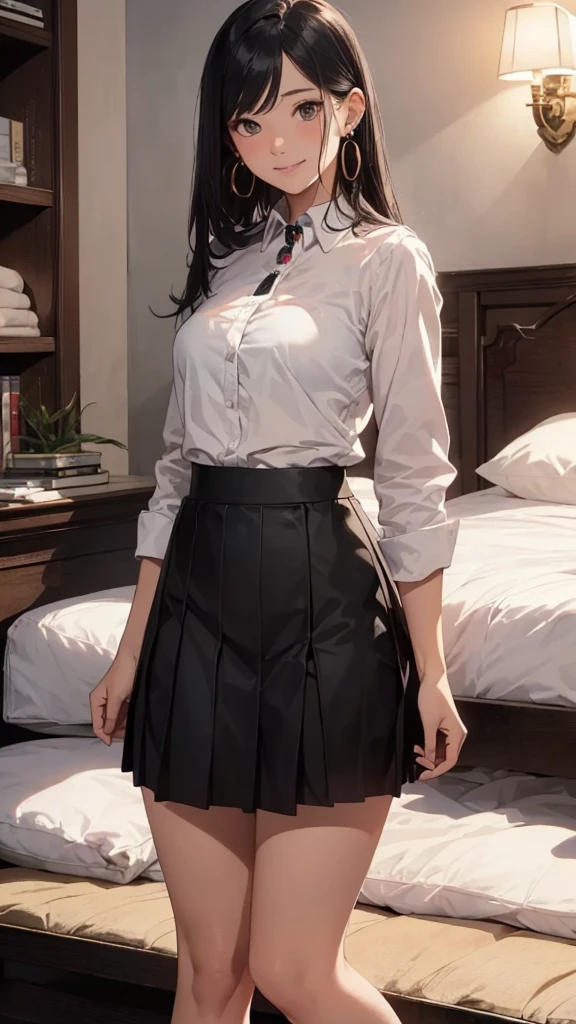 One Woman, alone, alone Focus, Cowboy Shot, Portraiture,, Beaver,((Black Hair)), Short Bob, Very beautiful eyes, work, White knit, (Small TI quality, Very detailed,Bedroom、Lying in bed、1 female,Brown Hair, ,((Furious look)),(((Skirt Lift)))、stylish,,(I'looking forward to it)(((blush、Surprised expression)),(((short hair))),(((Skirt Lift)))