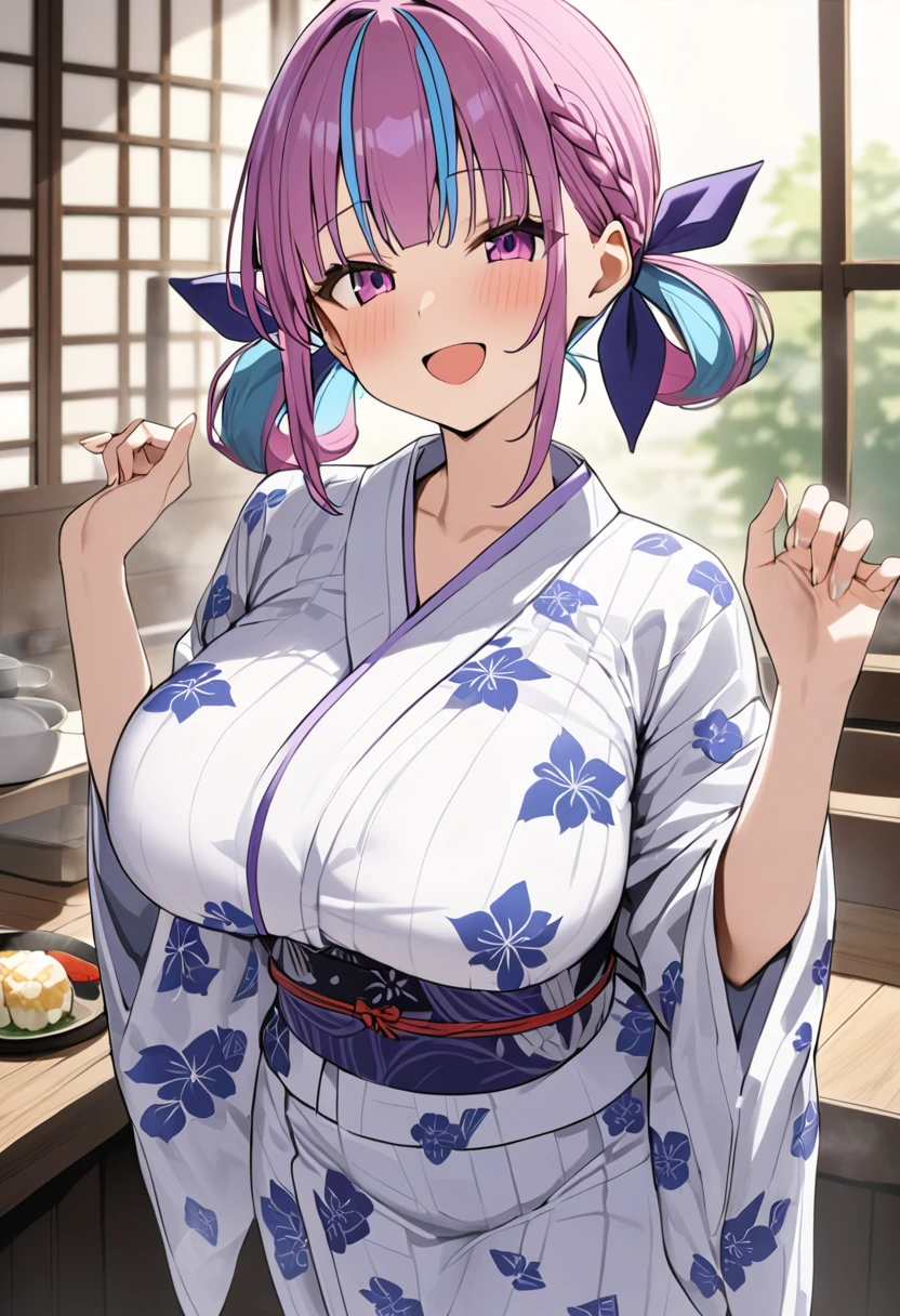 Pink Hair、very, very big breasts、Nipples、breast milk squirting、Erect nipples、Face after climax、smile、(Soaking wet)、Peeing、Mole on upper chest、Nipple Pochi、((((Provocative Yukata))))、Apply an electric massager to your nipples、blush