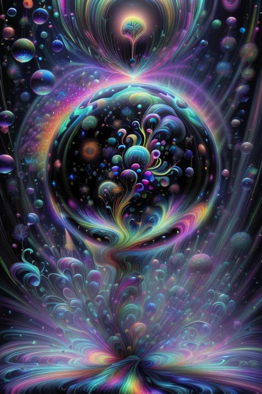 An image of light emerging from colors in a psychedelic dream, shimmering glass morphing out of colors, trippy vibrant colors, perfectly formed beautiful reflective bubbles, attention to detail on the bubbles and spheres, beautiful psychedelic digital art, pixel art, trippy colors, 4d mandelbulb psychedelics, glass like psychedelic landscape, intricate rainbow environment, psychedelic underwater brightness, neon colors, bright fluorescent colors, psychedelic trip, fluorescent psychedelic aesthetic, psychedelic vibrant colors, bright psychedelic neon colors, paint splattered backgrounds,swirling spirals and vortex, bright vibrant colors popping out from 3d glass spheres, Pixel Assets, Portrait photography, surrealism, Photorealistic, Hyperdetailed, Glass Morphism, Digital Art, Sparkle, Optical Illusion, Glowing Light, Reflection Light, Overexposure, Backlighting, Depth Of Field, Rotational Symmetry, UHD, High Details, High Quality, Super Detailed, Best Quality, Award Winning, Masterpiece