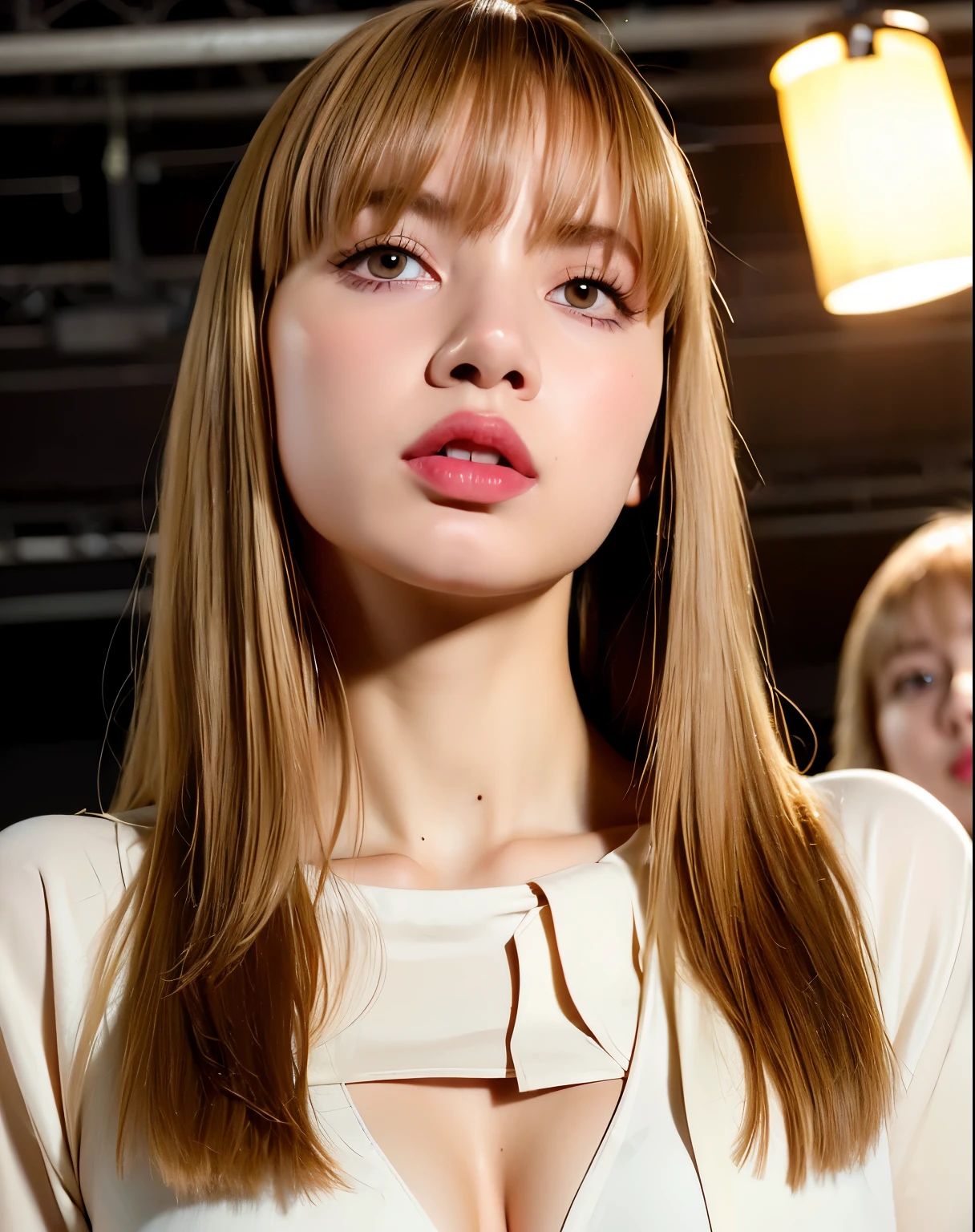 best quality, full body, soft light, ultra high res, (photorealistic:1.4), RAW photo,
1girl, solo, cute, (pupil, lights in the eyes),  detailed beautiful face, (small chest),(high resolution detail of human skin texture),
(long hair),
indoor,
Damask Shirt Dress,
(portrait), lalisa manoban,