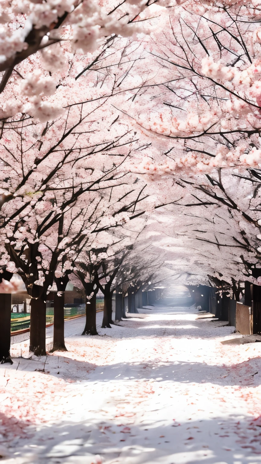 Snow Scene、Cherry blossom petals、Cherry Blossom Snowstorm、Pure white landscape、Lots of petals