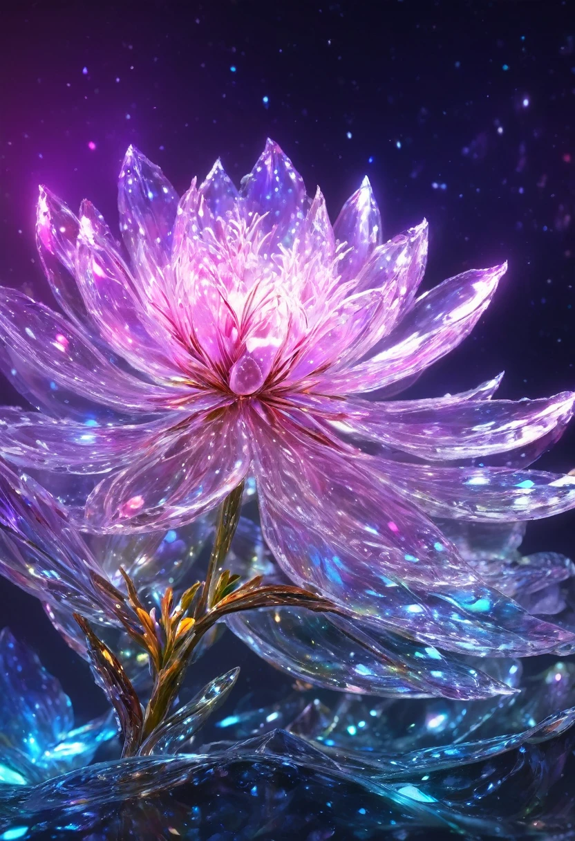  Crystal Spring Blossom,
 Fantasy, milky way, transparent, 
Sparkling, Sparkling,  wonderful, colorful, 
Magical Painting,  Dramatic Lighting,  photo-like realism, Super detailed, 4K,  depth of written boundaries ,  high definition