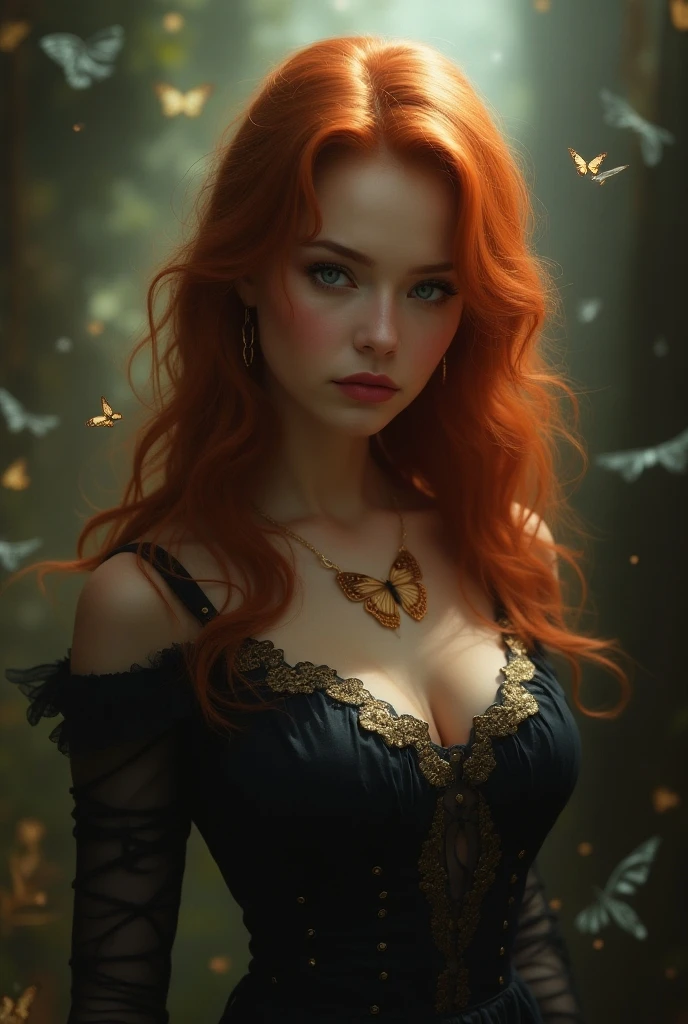 (solo, full body photo:1.3), (action packed:1.3), (haze, fog, mist:1.3), chiaroscuro, best quality, photorealistic, 1woman, (cute), (24yo:1.2), redhead, long ginger hair highly detailed, 1700'S, digital photography, art by artgerm and ruan jia and greg rutkowski surreal painting gold butterfly filigree, broken glass, (masterpiece, sidelighting, finely detailed Fashionable eyes: 1.2) (perfect oval large eyes that gazes at the viewer), beautiful detailed face, blue gorgeous perfect eyes, (blonde hair ponytail), (attractive young woman:1.3), (thick amazing hair), (seductive:1.1), (blushing:1.
1)