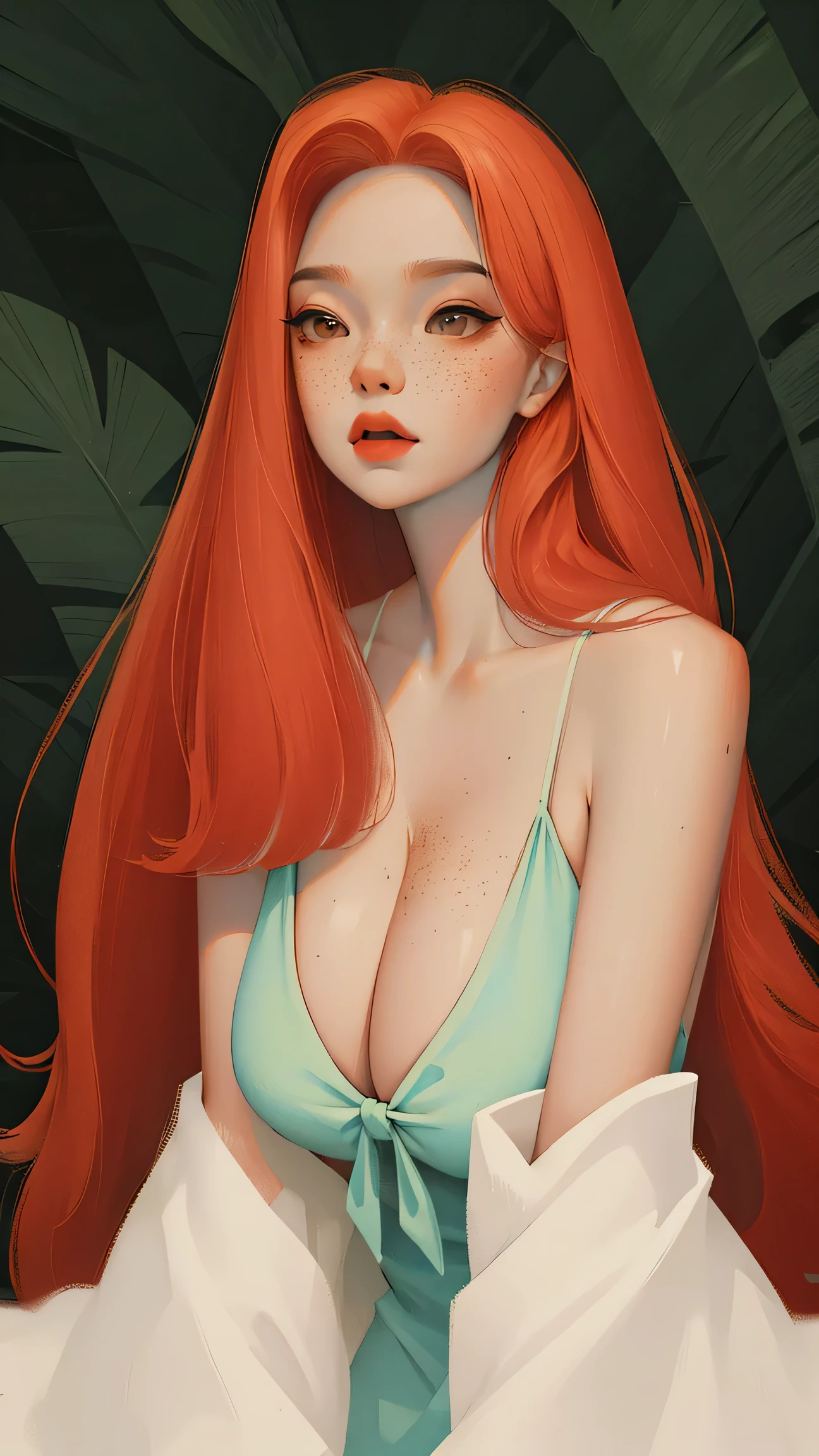 (2d painting 1,5) ankymoore 1 woman, mermaid, leaning forward, long hair, red hair, red bikini top, small breast, bright and vivid, brush strokes, negative space (masterpiece, best quality, beautiful and aesthetic:1.2),
<lora:ankymoore-04:1> <lora:breastsizeslideroffset:0.5>, illustration, fisheye lens, high contrast, highly detailed, sharp focus, digital painting, 3 d art, illustration, trending on artstation, oil painting from studio ghibli film, by noriyuki morimoto, digital artist, bright and bold colors, expansive sky, sense of adventure, epic scope studio ghibli