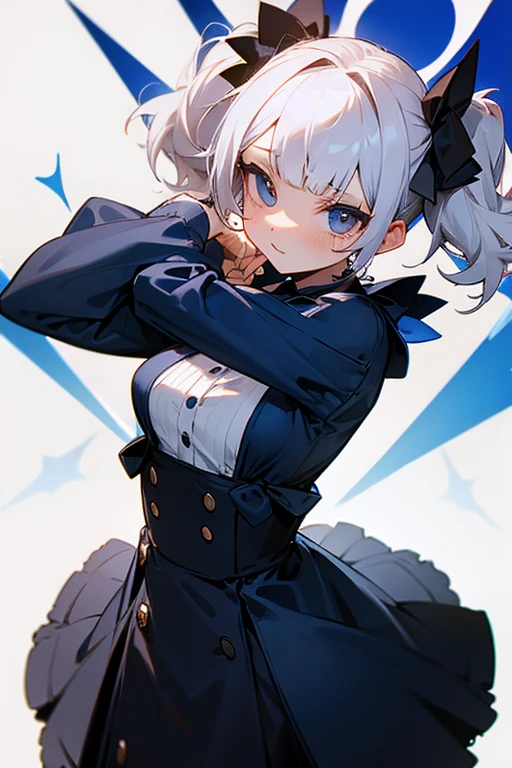 Short white hair, blush, Cheerleader、Headbang 2.、Navy Blue and Yellow、Elegant Lolita、Victoria's Maiden、Cheerfully support、