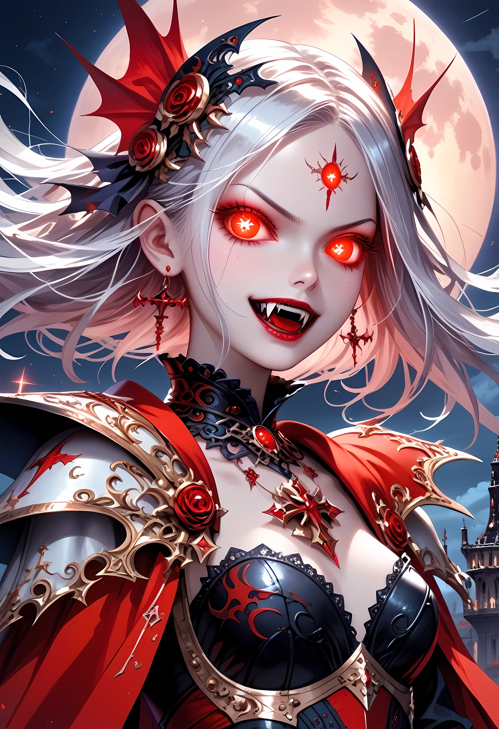 score_9, score_8_up, score_7 , Arafed, dark fantasy art, gothic art, a picturק of a vampire ready for battle, female vampire, blond hair, (glowing eyes: 1.3), (vampire fangs: 1.3), armed with a silver sword, wearing heavy armor , armed with a sword, shining sword, ultra detailed face (intricate detailed, Masterpiece, best quality: 1.4), pale skin, glowing eyes, red eyes, ultra feminine, pale skin, dynamic hair, dark fantasy urban street (intricate detailed, Masterpiece, best quality: 1.4), moon light, star light, clouds, ral-ertmsphr, hyp3rd3tail style