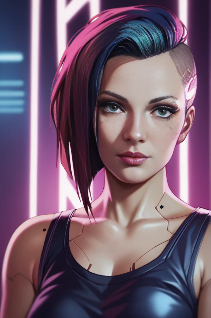 score_9, score_8_up, score_7_up, zPDXL3, detailxl, Ultradetailed illustration of a female close up; 1 girl, neon cyberpunk setting, cyberpunk 2 0 7 7, highly detailed