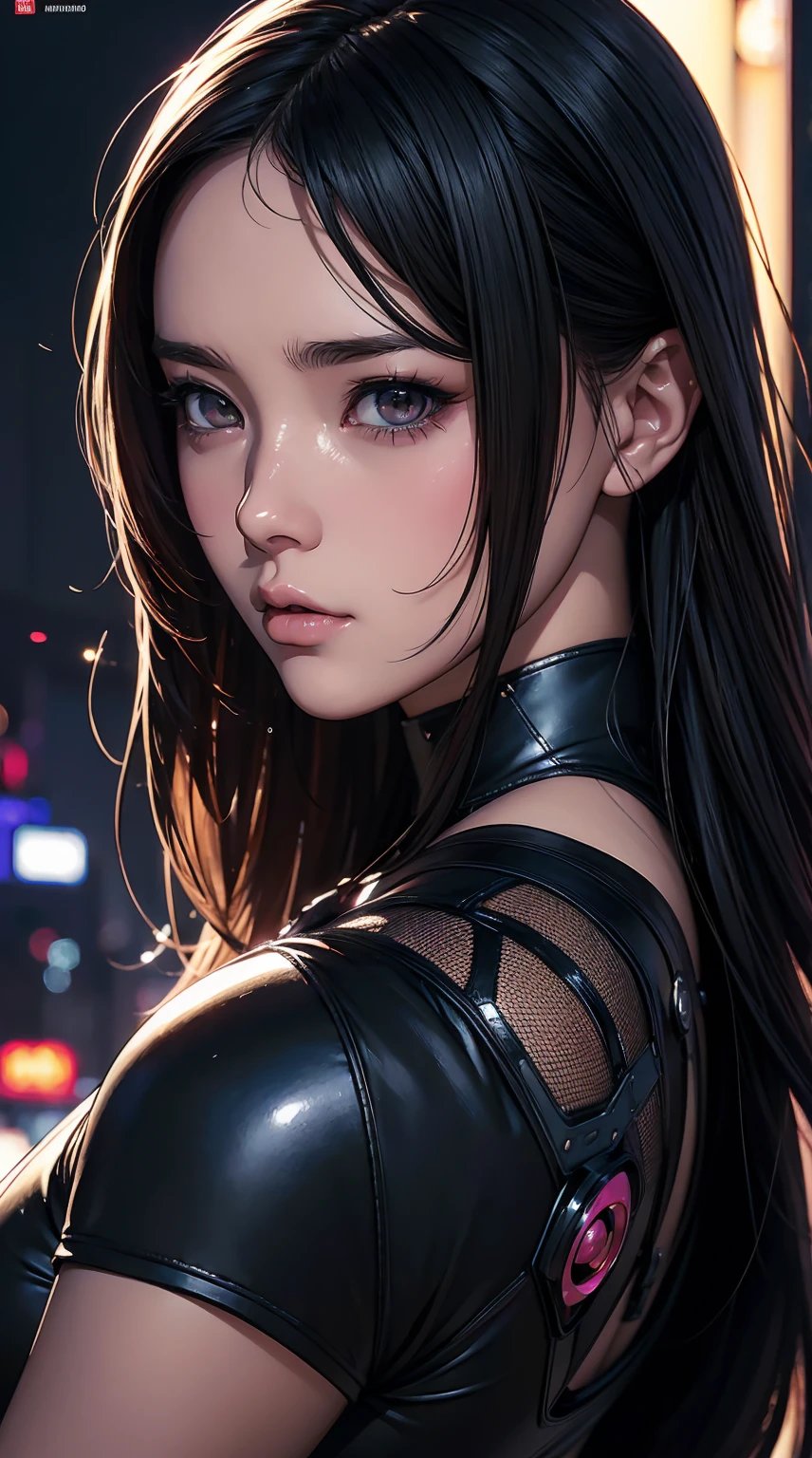 a comic potrait of a cyberpunk cyborg girl with big and cute eyes, fine - face, realistic shaded perfect face, fine details. night setting. very anime style. realistic shaded lighting poster by ilya kuvshinov katsuhiro, magali villeneuve, artgerm, jeremy lipkin and michael garmash, rob rey and kentaro miura style, trending on art station