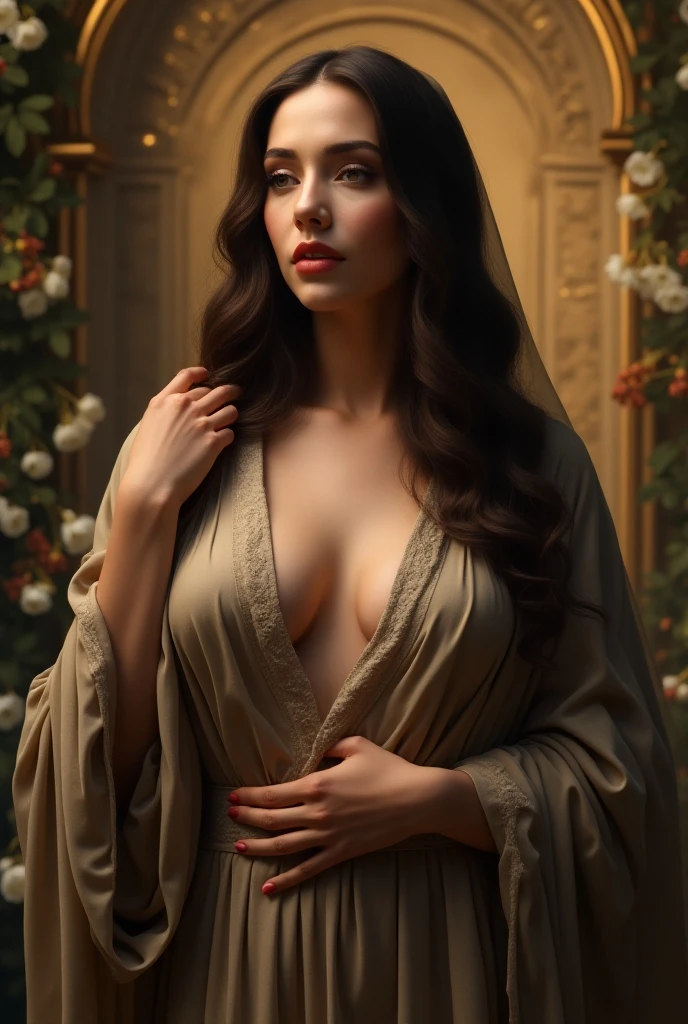 (best quality,4k,8k,highres,masterpiece:1.2), ultra-detailed, (realistic,photorealistic,photo-realistic:1.37), In the flickering candlelight of a dimly lit cathedral, there stands a figure that strikes a curious balance between beauty and malevolence. Her form is draped in flowing robes of pure white silk, drawing the eye with its ethereal grace.
Her face, framed by a simple white wimple, is a study in contrasts. High cheekbones and delicate features give her an air of angelic serenity, sexy, sexy, sexy, sexy, sexy, sexy, sexy, sexy, nude, nude, nude, nude, nude, nude, nude, nude, nude, nude, nude, nude, nude, nude, nude, nude, nude, nude, nude