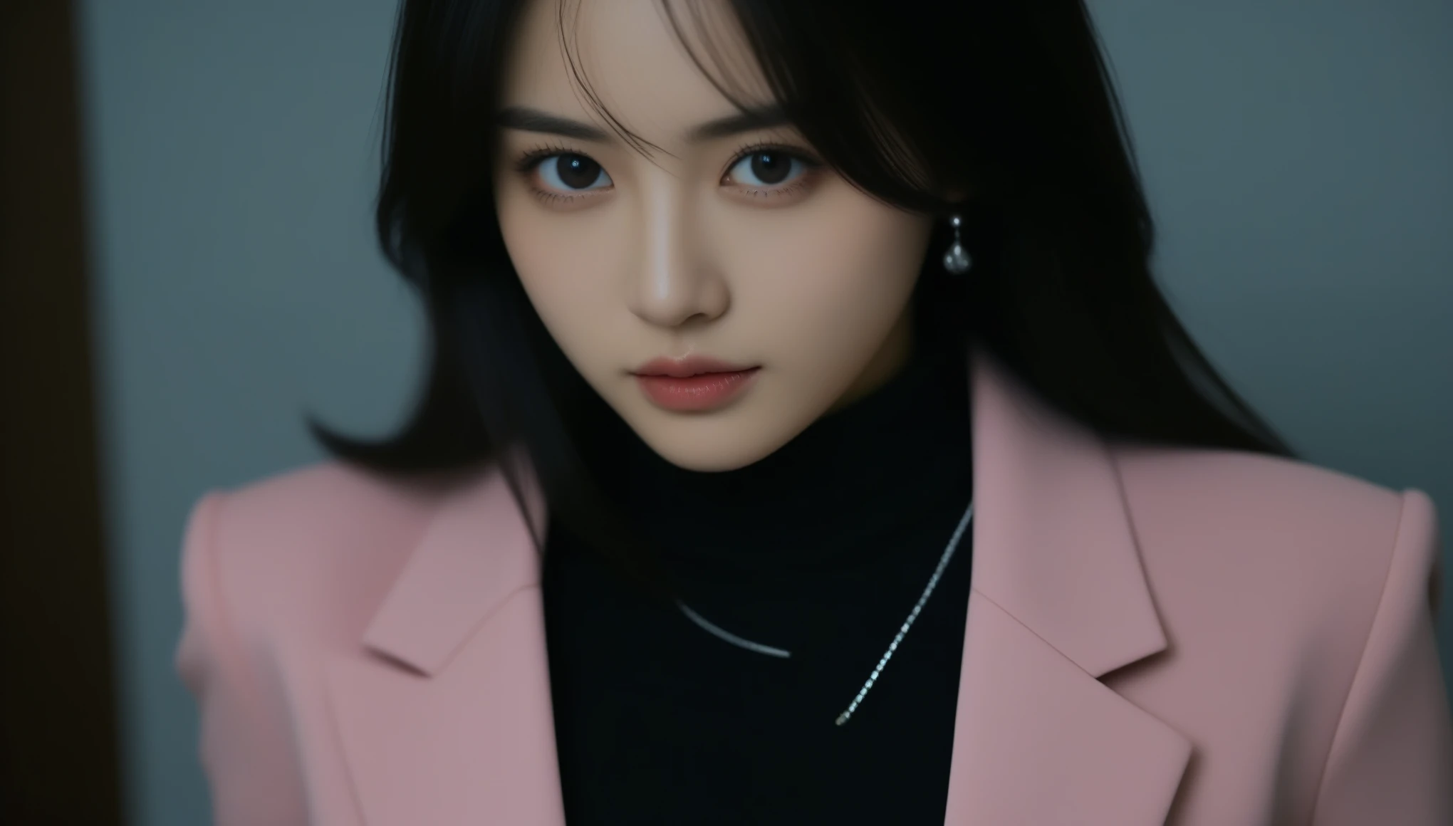 8k, ultra high resolution, Best Quality, masterpiece, 三分割法によるphotograph, surreal,photograph, one woman,(Girl:1.3),cute,cute顔, 細部まで beautiful eyes, 細かく Detailsに,masterpiece,一人のGirl:1.2, Japanese women,Young Wife,full body,smile,Black hair,Straight Long,ID photo,future,Brutal Cyberpunk Woman,Luxurious and gorgeous,Office,((Blazer Black Jacket:1.5)),Mini length flared skirt,High heels, mesmerizing thighs seen from the audience,Flashy Fashion,Lavish Decoration,(BDSM Mistress),(Cute girl),(Upper class lady:1.5),Expressions of despair,Dark and atmospheric lighting, delicate details , Detailsな顔,anger, charming eyes ,(ポートレートphotograph:1.4),( photorealistic image:1.4), Fantasy Art ,( beautiful face:1.4),美しく charming eyes 、 beautiful eyes,Silver Remaining,(Tight waist:1.4)、( beautiful with perfect body proportions:1.4), Pink Lips,profile,((( ideal body shape))),A cup small bust :2,、Portraiture:2、 perfect anatomy 、鮮明な Details、 Details,Thin lips,完璧で beautiful face ,完璧でcute顔, Detailed Skin, Perfect limbs、 thin waist, surreal,Light and Shadow, fashion magazine cover ,glowing