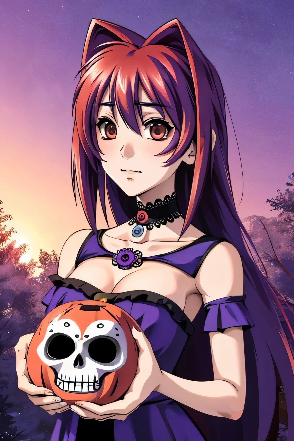 Kagami sumika vestida como una catrina, Anime girl with long purple hair and skull makeup in front of a background, el dia los muertos!, dia de los muertos. 8 mil, ( el dia los muertos ), ( ( ( el dia los muertos ) ) ), el dia los muertos, dia de los muertos!!, (dia de los muertos), ( dia de los muertos )