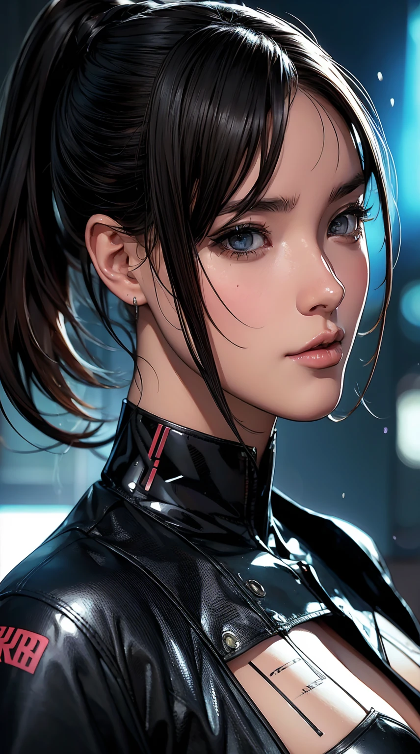 a comic potrait of a cyberpunk cyborg girl with big and cute eyes, fine - face, realistic shaded perfect face, fine details. night setting. very anime style. realistic shaded lighting poster by ilya kuvshinov katsuhiro, magali villeneuve, artgerm, jeremy lipkin and michael garmash, rob rey and kentaro miura style, trending on art station