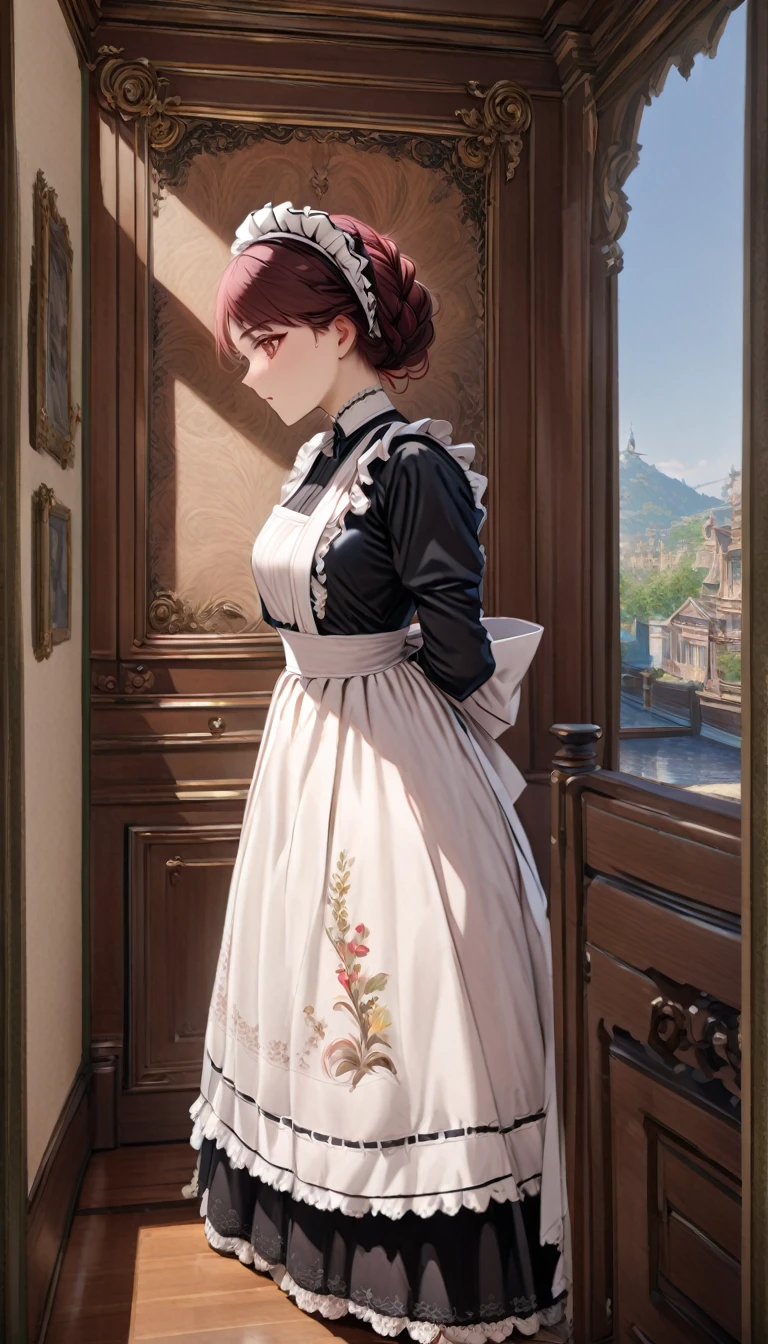 2Women\( victorian maid, black long dress ,full body\), break ,background\(internal, Victorian Room, wonderful\), break ,quality\(8k,極めて精細なCGユニットのwallpaper, ​masterpiece, high definition,top-quality,top-quality real texture skin, surrealist ,  Full panoramic view of  ,RAW photo,最高のquality, high definition,wallpaper,  Cinematic Lighting ,Ray-tracing,Golden Ratio\),(landscape)