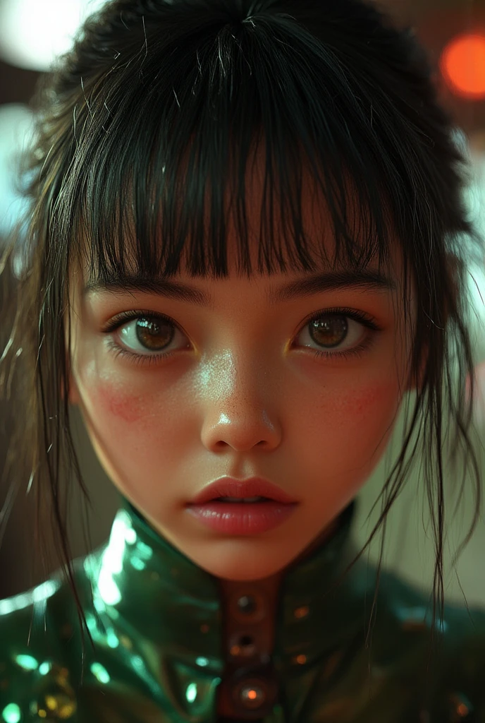 full length view, 4k, sf, intricate art masterpiece, sinister, matte movie poster, golden ratio, trending cgsociety, intricate, epic, trending on artstation, by artgerm, h. R. Giger and Beksinski, highly detailed, vivid, production cinematic rendering of the characters, super high quality model.cute asian girl with big eyes. dieselpunk art, concept art by Pino Daeny, Jeremy Mann, fantasy background by Stefan Martinière, Simon Stalenhag, 32k, OLED, smoothness, cinematic lighting, hyperrealism, masterpieces, juicy bright colors, hair highlighting, backlighting, volumetric lighting,award-winning artwork, warm tones, contrast, mystical, fantasy, rough shading, dynamic lighting, light, detailed, octane render, absurdity, realistic proportions, good anatomy