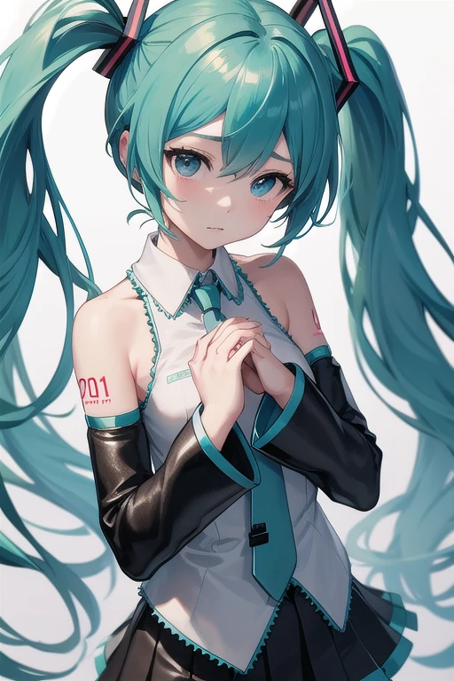 Hatsune Miku VOCALOID, Twin tails, Bright Blue Eyes, Light blue hair, that's it, (Mecha Girl), cyber punk, Ultimate Physical Beauty, Beautiful Eyes, Big Breasts, Embarrassed look , Bedroom, Big Chest, 8k CG, highest quality, Best image quality,