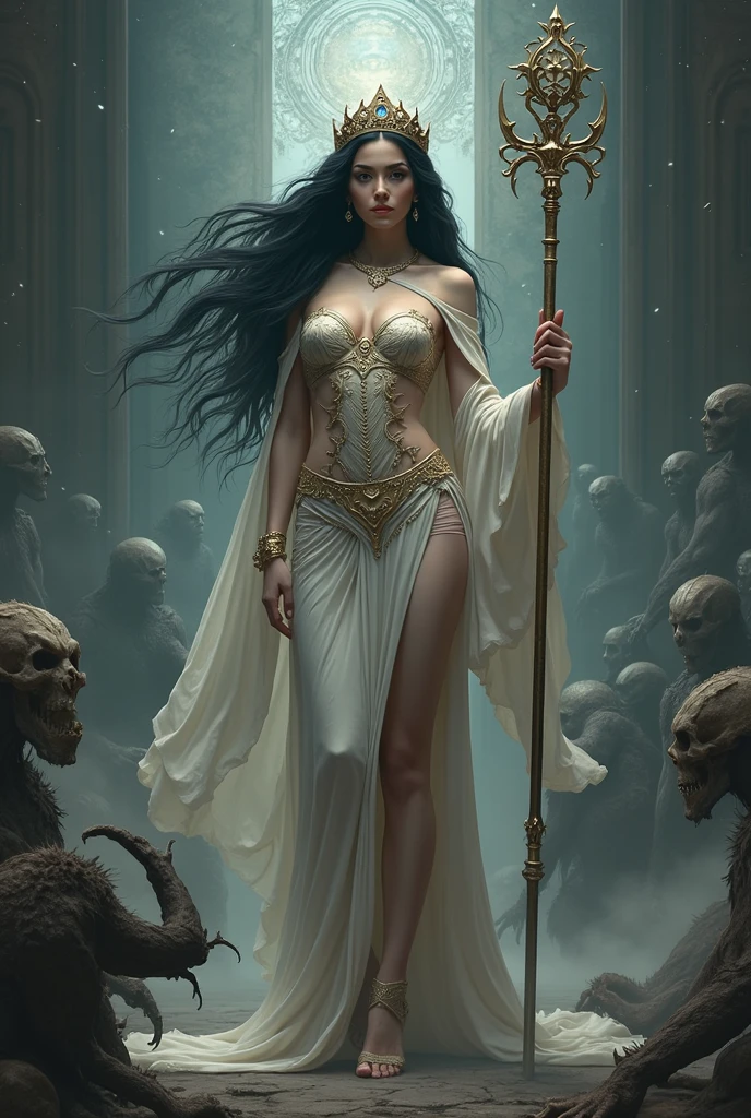 Athena of white color flying through the galaxies universe, intricately sculpted, solarization effect, mixes realistic and fantastical elements, airbrushing, hyper-detailed, cgsociety, fantasy art, cgsociety 9, Extremely high-resolution details, photographic, realism pushed to extreme, fine texture, incredibly lifelike