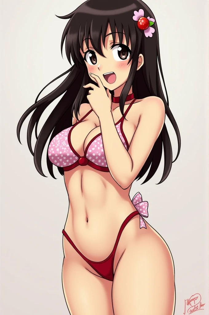 masterpiece, highest quality, High resolution, Ichigoya, alone, , serafuku, Black sailor collar, Red neckerchief, Black Shirt, Swimwear、Bikini pants , Super big ,pubic hair