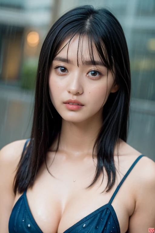 ((Top Quality, 8K, Masterpiece: 1.3)), Sharp: 1.2, Perfect Body Beauty: 1.4, Slim Abs: 1.2, ((Layered Hairstyle, Big: 1.2)), Dancer, (Rain, Street: 1.2), Wet: 1.5, Highly Detailed Face and Skin Texture, Detailed Eyes, Double Eyelids, Aspect Looking at Camera