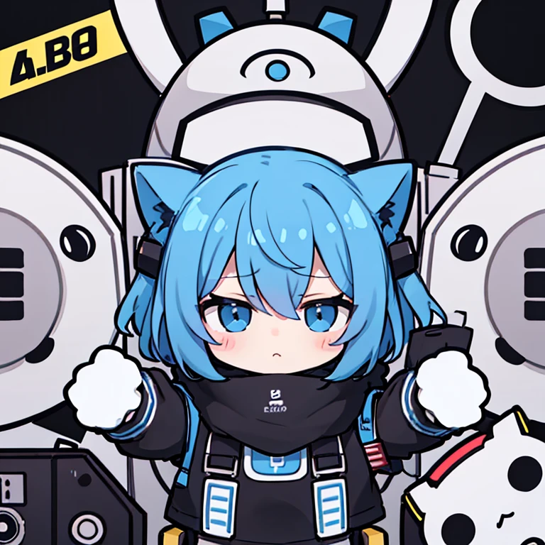 ultra detailed, absolutely resolution, best quality, cute chibi robot looking back with a sulky expression, icon