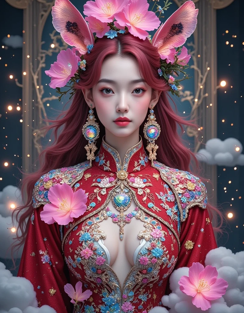 [Vision:1.0]，[Wide Angle:1.0]，Three-dimensional ancient style，Vivid Chinese Aesthetics， League of Legends Ahri，whole body照，Perfect hands ， long pink hair， Nine fox tails on the coccyx，Pink fox ears，Red warrior outfit， Energy ball in hand，wallpaper， Game battlefield background， Sexy oriental face，Game Screen， Beautiful facial features，(whole body:1.4)， bright colors ，Sparkling Clothing，Use flash stone pattern， Shoes made of translucent crystal， Colorful gradient fluorescent ribbon， exquisite，Light Wave，Tradition， exquisite，Perfect composition， Ultra HD，Crescent Earrings，Raise eyebrows，Baoyu Fengzhi，Forehead Gem，(Look directly at the audience:15)，((((Facing the audience))))，Heavenly Goddess，Astral，dream，Beautiful celestial spirit，Beautiful fantasy paintings，Beautiful fantasy art，Ethereal fantasy， Very beautiful fantasy art，Digital Art Fantasy， Enchanting and otherworldly，Fantasy Beauty，Volumetric Light，Natural soft light，(Ultra-fine:1.2，Bright colors， movie lighting， Light and Dark Contrast， ray tracing， Surrealism ，UHD，masterpiece，precise， Anatomically correct ，Textured Skin， superdetail，8k)