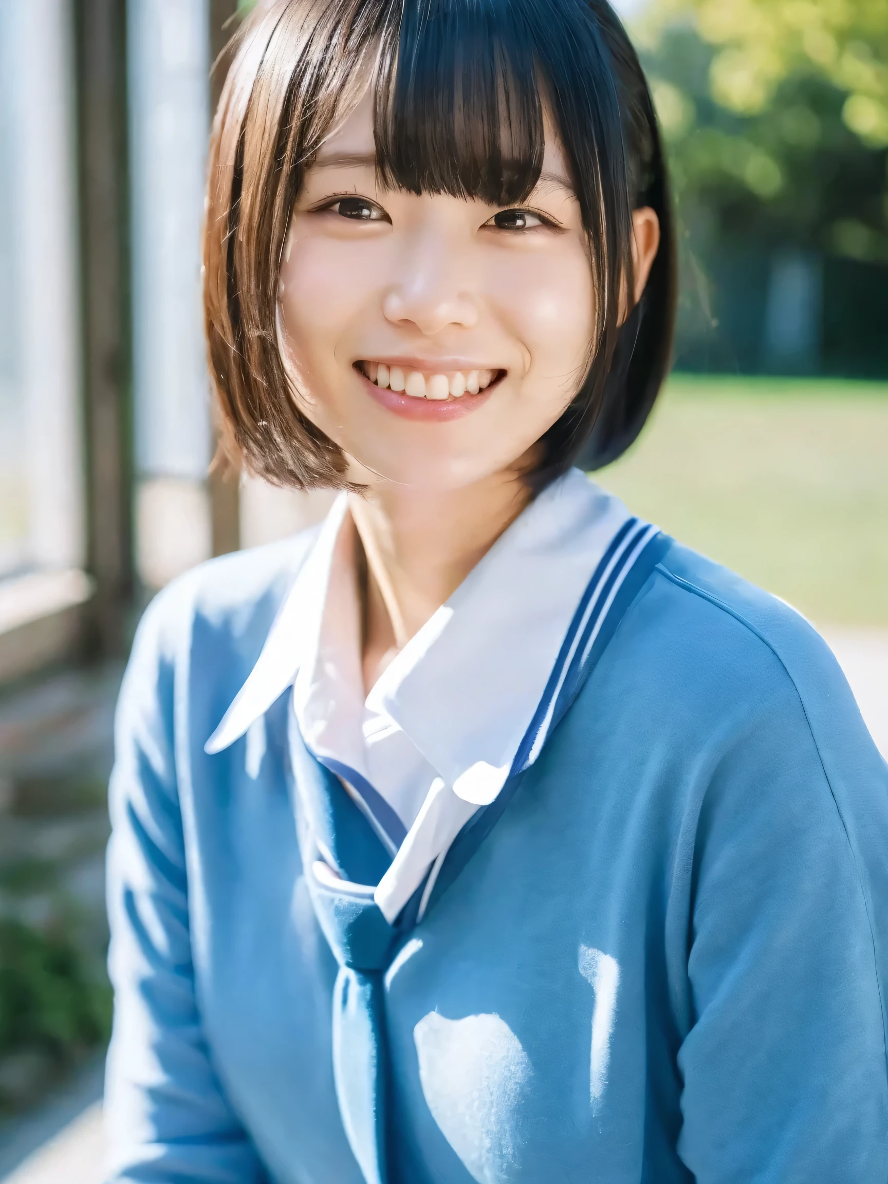 Japanese women, school uniform、Sweaty shiny skin、Young Face, Bob Cut Hair, morning, window, Incomplete details, Shooting with Leica, analog, 35mm:: (Artistic light leakage:1.4), Lens flare::4 - Style Row - AR 2:3 --s 150 --c 4,smile