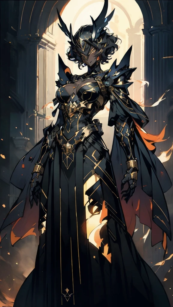 Appearance: Akumara takes the form of a woman with obsidian skin and flaming eyes. She wears an ethereal dress made of shadows, 8k high definition