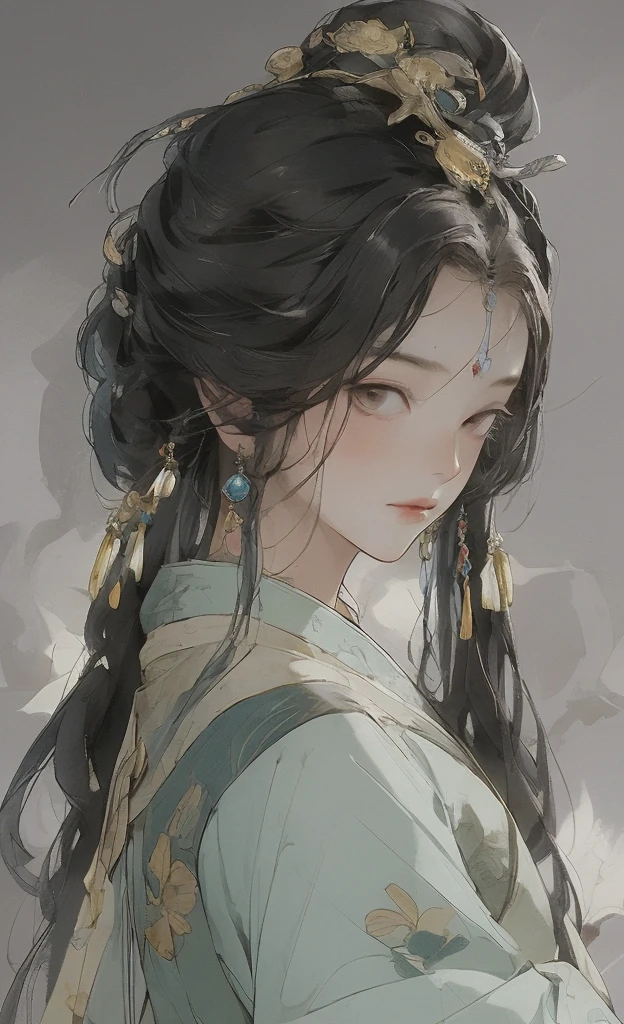 A girl, ancient Chinese costume, whole body, sunshine, clear face, clean white background, masterpiece, super detail, epic composition, ultra HD, high quality, extremely detailed, official art, uniform 8k wallpaper, super detail, 32k