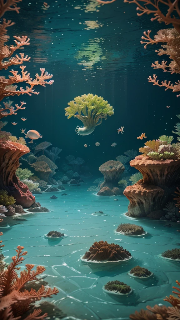 Masterpiece, best quality, (very detailed CG unity 8k wallpapers), (best quality), (best illustrations), (best shadows), marine theme with natural elements. Tall mangroves, rich marine plants, glowing jellyfish, surrounded by schools of fish, glowing particle effects,, (marine plants), (ocean theme), ((luminous algae)), (coral), ((glowing jellyfish )), ((Glow Creatures in Seawater)), ((Sea Fire)), (((Particle Effect))), Isometric 3D, Octane Rendering, Ray Tracing, Super Detailed