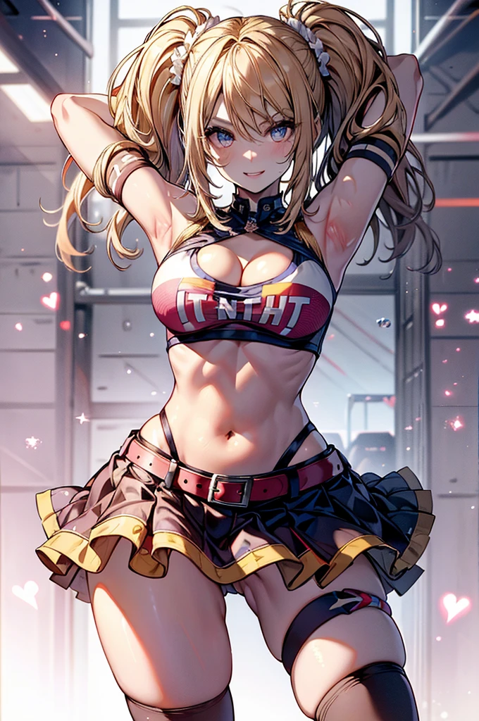 ((Marl、Horse ear headband、fake horse ears))、(inside in room、lightly dressed、Valley、full body Esbian、Beautiful legs)、(Ikki Tosen、Sanzebov、Light hair color、Raise your arms to show your armpits)、1girl in、master piece、japanaese girl、absurderes、hight resolution、ultra-detailliert、depth of fields、masterpiece、extremely details CG、3D Photography、3D background、Unity、8K、Hi-Res、top-quality、shadowy、foco nítido、pale-skinned、A detailed eye、blurry backround、dynamic ungle、Exaggeration of gloss、best super feat、a closed mouth、Look at viewers、cute smile face、Red cheeks、Portrait of a beautiful woman based on a painting by Yuji Shiozaki、superclear