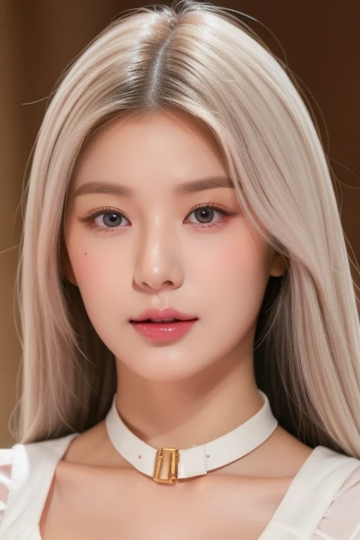 perfect figure beautiful woman：1.4，Layered Hair Style，Protruding cleavage，Pink two-dimensional clothing top：1.5，Highly Detailed Face and Skin Textur，double eyelid，Whiten the skin，long whitr hair，playing water，Collar and golden, pink lilac eyes, bambi eyes, white hair, hairs white