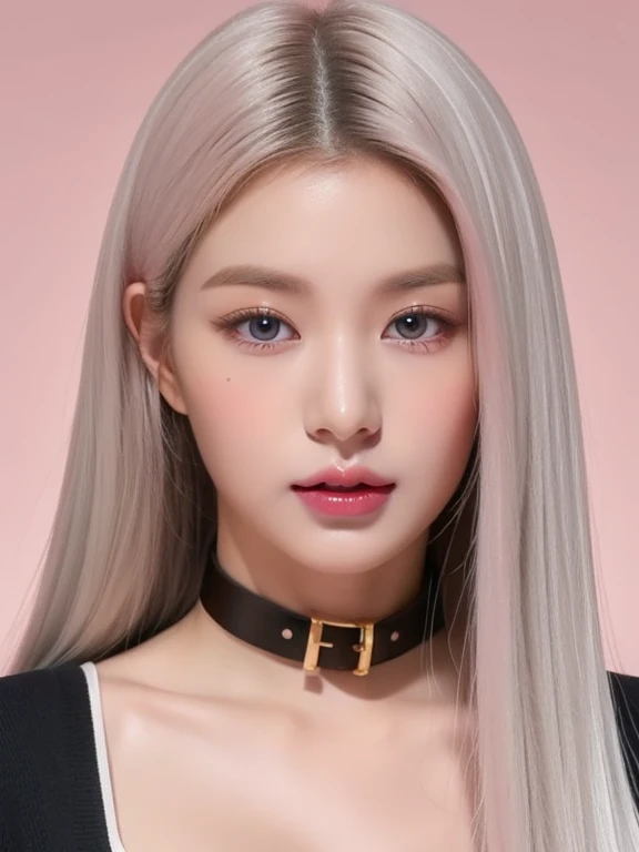 perfect figure beautiful woman：1.4，Layered Hair Style，Protruding cleavage，Pink two-dimensional clothing top：1.5，Highly Detailed Face and Skin Textur，double eyelid，Whiten the skin，long whitr hair，playing water，Collar and golden, pink lilac eyes, bambi eyes, white hair, hairs white