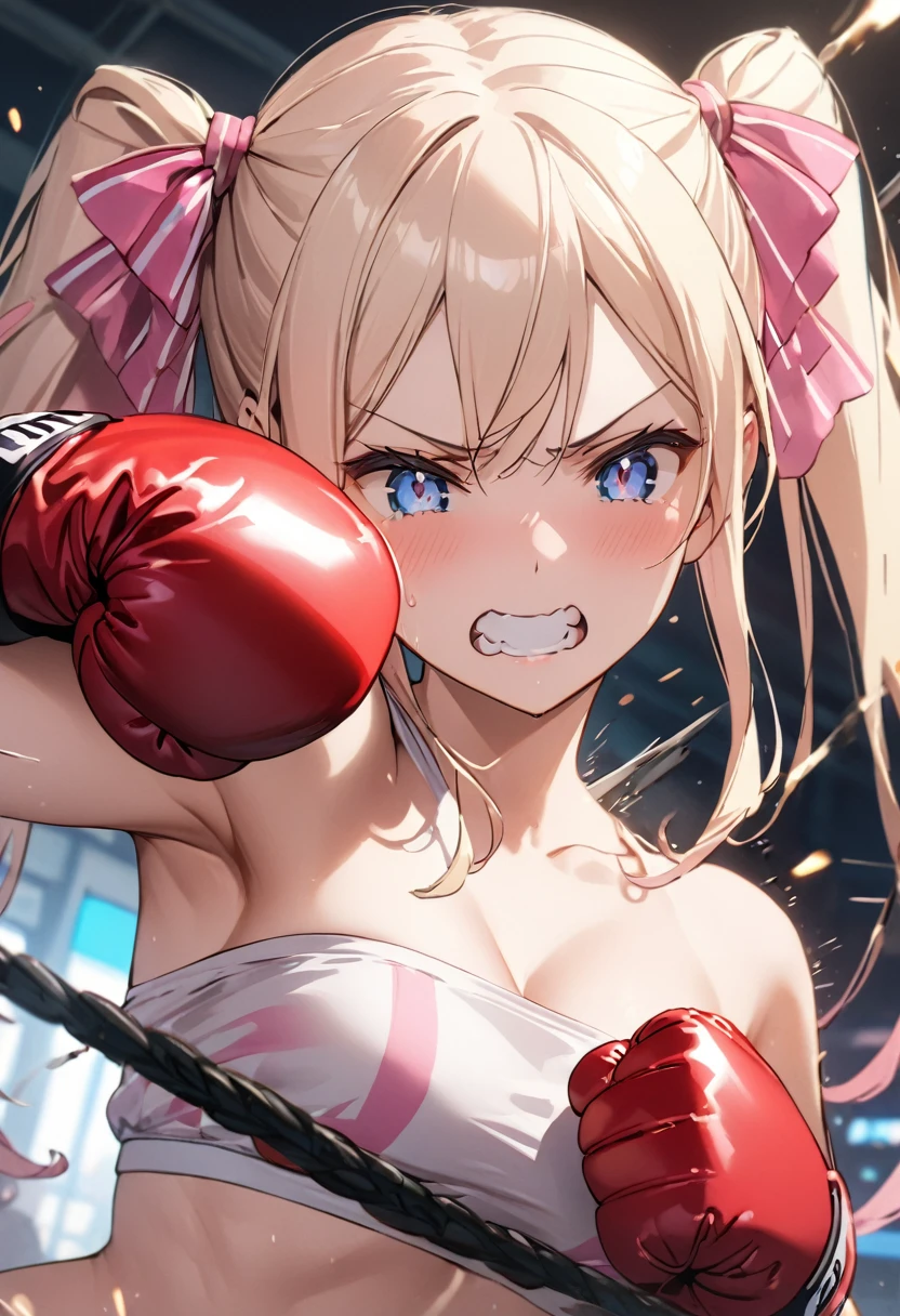 creamy long pale hair，double twin tails, (highest quality, 8K, 32K, masterpiece, UHD:1.2),(((2 girls)))、(cat fight)、muscle,(clenched teeth)、rolling eyes,(((A woman is being beaten))),(((get punched in the stomach)))、suffer、extreme pain、tearful、speed lines,action lines、(((get a beating)))、((((her punch hits my stomach))))、2 girls fighting