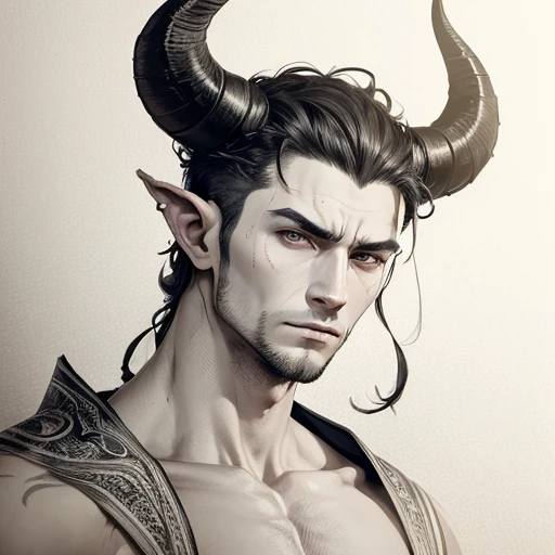   drawing a texture on the background  、
 Horns growing from his head 、 Long neck, drawing a texture on the background 短い足   、
