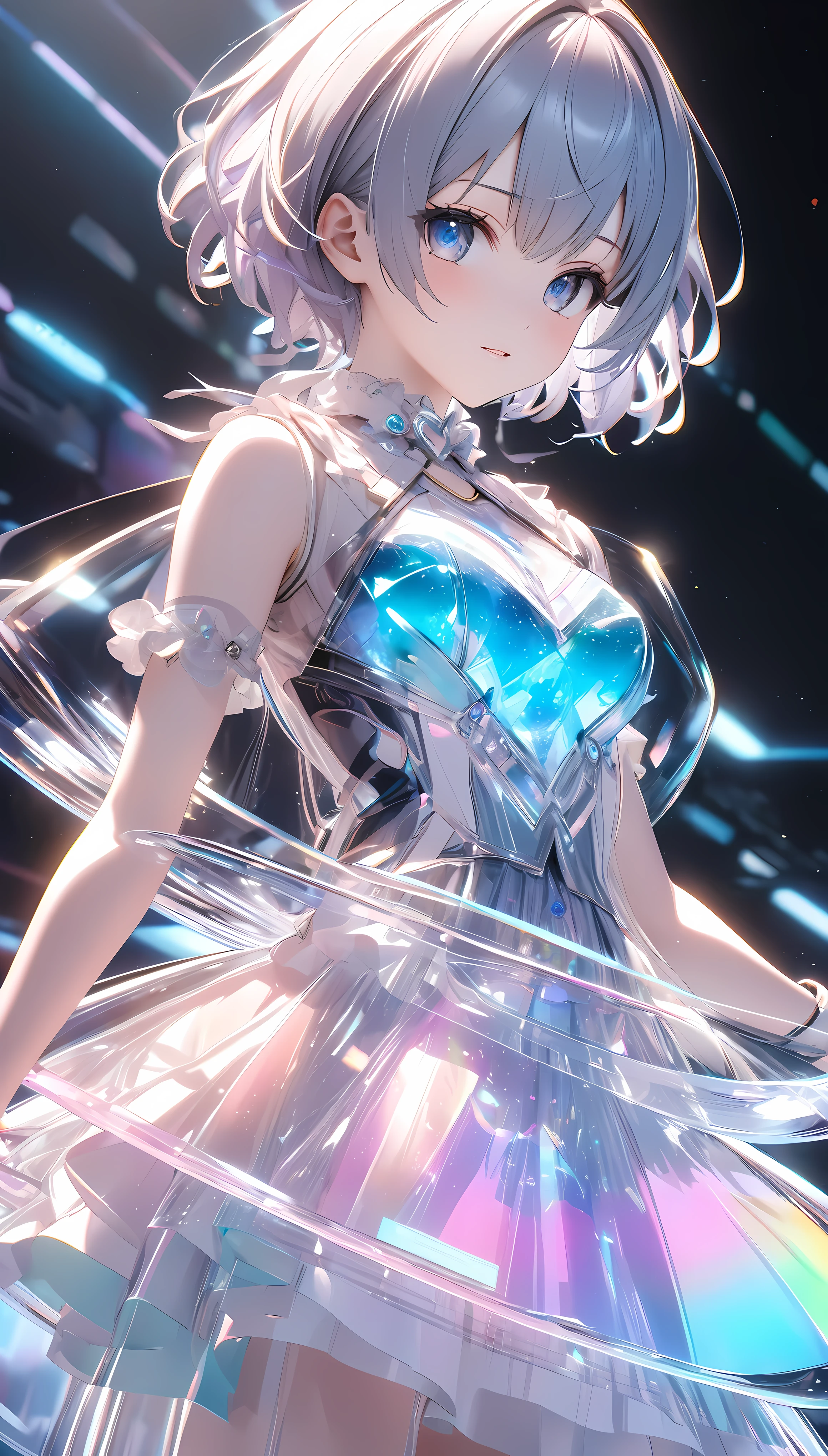 Virtual Idol, \character "Atlas"\, Alone,  transparency through holographic projection ３d,  transmission processing for aesthetic color expression applying super retina technology, Translucent texture ,  BREAK captivates all viewers 