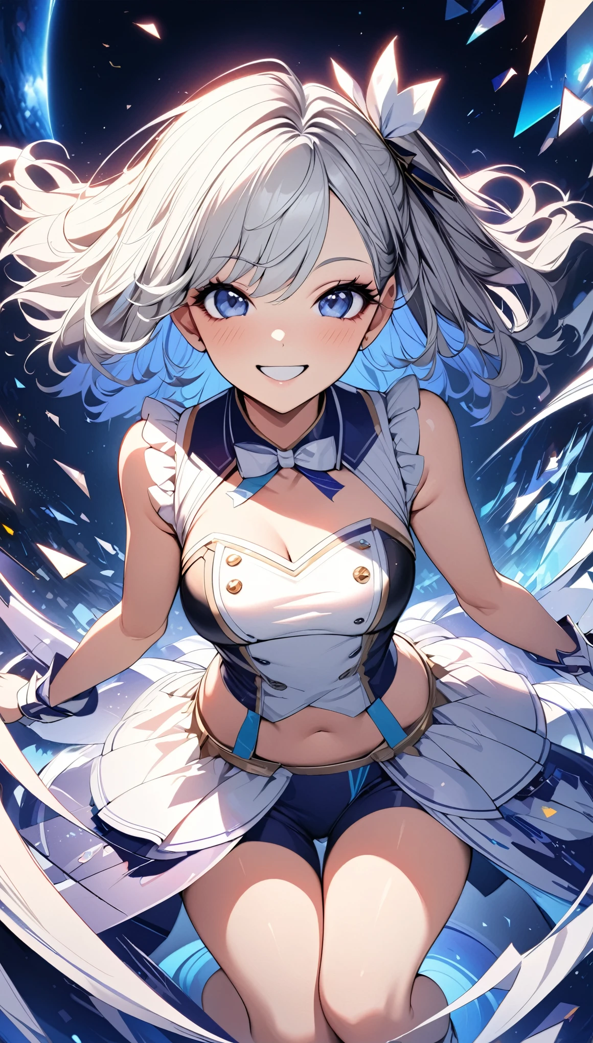 1 garota, Sozinho, shiro /(homem morto_Wonderland/), cabelo branco, olhos vermelhos, Obra de arte, melhor qualidade, high resolution, dynamic pose, Cabelo muito comprido,
