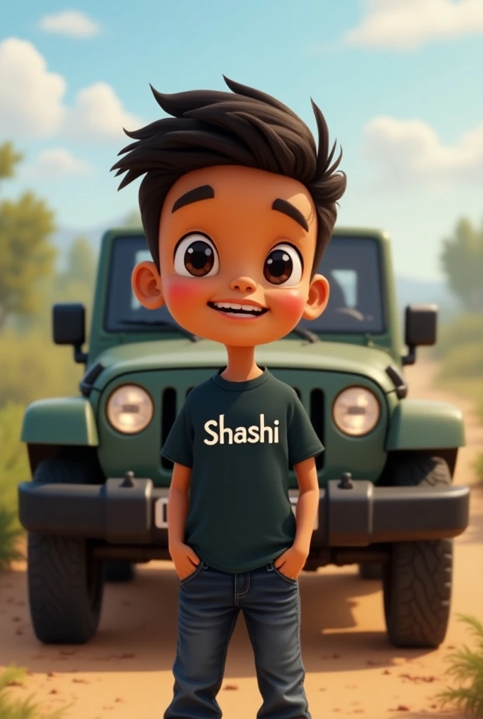 Ek smart boy ka image banao jo achcha kapda pahna rahe aur us par vikash likha ho aur ek gadi ke samne khada ho jo independence day wala background jaisa ho
